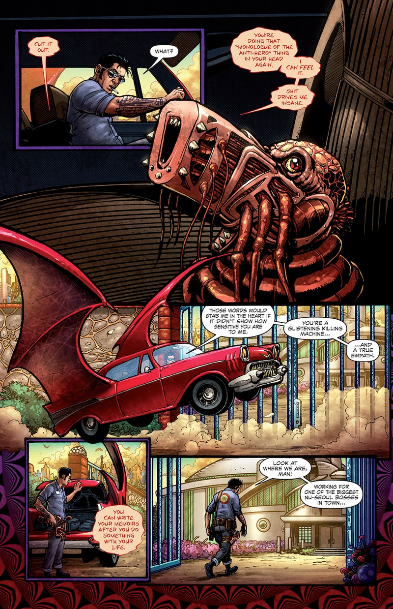 Illustration for article titled Talking guns, cars with wings and living A/Cs? Welcome to Ballistic
